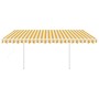 Toldo retráctil automático con postes amarillo y blanco 4,5x3 m en Toldos | Comprar online en Foru.es