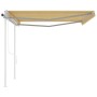 Toldo retráctil automático con postes amarillo y blanco 4,5x3 m en Toldos | Comprar online en Foru.es