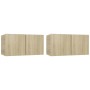 Muebles de salón colgantes 2 uds roble Sonoma 60x30x30 cm en Muebles TV | Comprar online en Foru.es