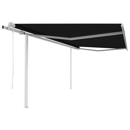 Toldo retráctil automático con postes gris antracita 4,5x3 m en Toldos | Comprar online en Foru.es
