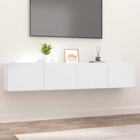 Muebles para TV 2 uds madera de ingeniería blanco 80x30x30 cm en Muebles TV | Comprar online en Foru.es