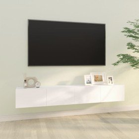 Muebles TV de pared 2 uds madera ingeniería blanco 100x30x30 cm en Muebles TV | Comprar online en Foru.es