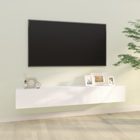 Muebles TV de pared 2 uds madera ingeniería blanco 100x30x30 cm en Muebles TV | Comprar online en Foru.es