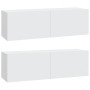Muebles TV de pared 2 uds madera ingeniería blanco 100x30x30 cm en Muebles TV | Comprar online en Foru.es