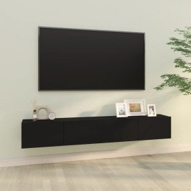 Muebles TV pared 2 uds madera contrachapada negro 100x30x30 cm en Muebles TV | Comprar online en Foru.es