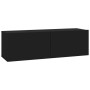 Muebles TV pared 2 uds madera contrachapada negro 100x30x30 cm en Muebles TV | Comprar online en Foru.es
