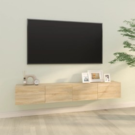 Muebles TV de pared 2 uds madera ingeniería roble 100x30x30 cm en Muebles TV | Comprar online en Foru.es