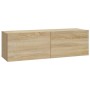 Muebles TV de pared 2 uds madera ingeniería roble 100x30x30 cm en Muebles TV | Comprar online en Foru.es