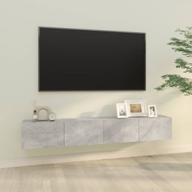 Mueble TV de pared 2 uds madera contrachapada gris 100x30x30cm en Muebles TV | Comprar online en Foru.es