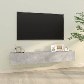 Mueble TV de pared 2 uds madera contrachapada gris 100x30x30cm en Muebles TV | Comprar online en Foru.es