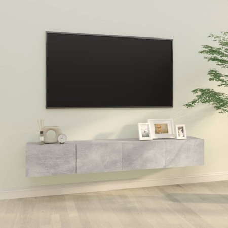 Mueble TV de pared 2 uds madera contrachapada gris 100x30x30cm en Muebles TV | Comprar online en Foru.es