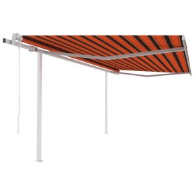 Toldo retráctil automático con postes naranja y marrón 4,5x3 m en Toldos | Comprar online en Foru.es