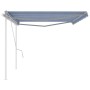 Toldo manual retráctil con postes azul y blanco 5x3 m en Toldos | Comprar online en Foru.es
