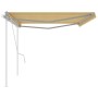 Toldo manual retráctil con postes amarillo y blanco 5x3 m en Toldos | Comprar online en Foru.es