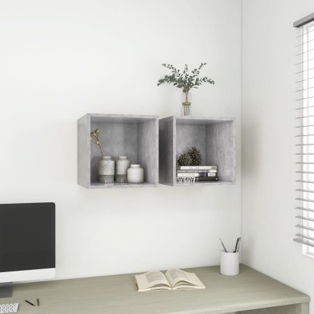 Armario de pared 2 uds madera gris hormigón 37x37x37 cm en Estanterías | Comprar online en Foru.es