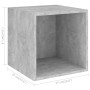 Armario de pared 2 uds madera gris hormigón 37x37x37 cm en Estanterías | Comprar online en Foru.es
