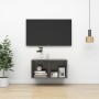 Mueble TV de pared madera contrachapada gris brillo 37x37x72 cm en Muebles TV | Comprar online en Foru.es