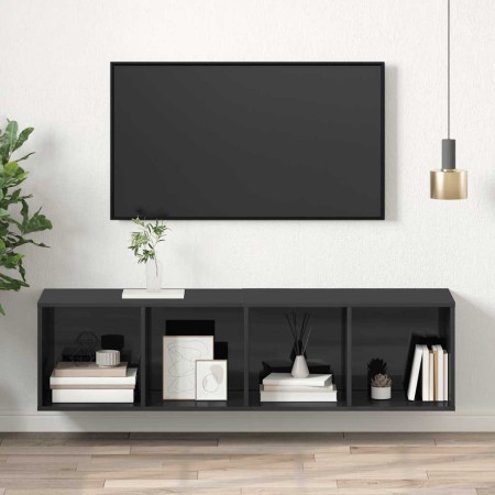 Mueble TV pared madera contrachapada gris brillo 37x37x142,5 cm en Muebles TV | Comprar online en Foru.es