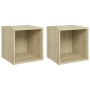Muebles de TV 2uds madera contrachapada roble Sonoma 37x35x37cm en Muebles TV | Comprar online en Foru.es