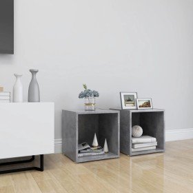 Mueble de TV 2uds madera contrachapada gris hormigón 37x35x37cm en Muebles TV | Comprar online en Foru.es