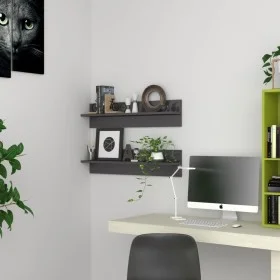 Wall shelf 2 pcs glossy gray plywood 80x11.5x18 cm by vidaXL, Shelves and shelves - Ref: Foro24-807349, Price: 17,76 €, Disco...