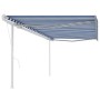 Toldo manual retráctil con postes azul y blanco 5x3 m en Toldos | Comprar online en Foru.es