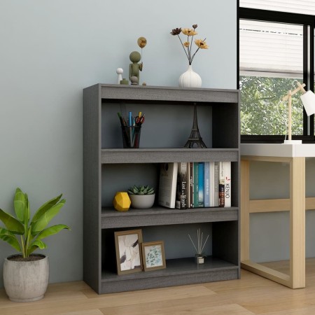 Estantería divisor de espacios madera pino gris 100x30x103 cm de vidaXL, Librerías y estanterías - Ref: Foro24-808215, Precio...