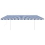 Toldo manual retráctil con postes azul y blanco 5x3 m en Toldos | Comprar online en Foru.es