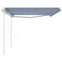 Toldo manual retráctil con postes azul y blanco 5x3 m en Toldos | Comprar online en Foru.es