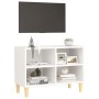 Mueble de TV con patas de madera maciza blanco 69,5x30x50 cm en Muebles TV | Comprar online en Foru.es
