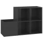 Zapatero de recibidor contrachapado gris brillo 105x35,5x70 cm de vidaXL, Zapateros y organizadores de calzado - Ref: Foro24-...