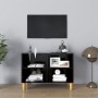 Mueble de TV con patas de madera maciza negro 69,5x30x50 cm en Muebles TV | Comprar online en Foru.es