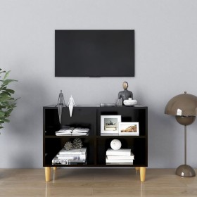 Mueble de TV con patas de madera maciza negro 69,5x30x50 cm en Muebles TV | Comprar online en Foru.es