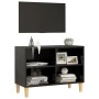 Mueble de TV con patas de madera maciza negro 69,5x30x50 cm en Muebles TV | Comprar online en Foru.es