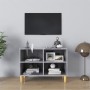 Mueble de TV patas de madera maciza gris hormigón 69,5x30x50 cm en Muebles TV | Comprar online en Foru.es