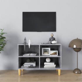 Mueble de TV patas de madera maciza gris hormigón 69,5x30x50 cm en Muebles TV | Comprar online en Foru.es
