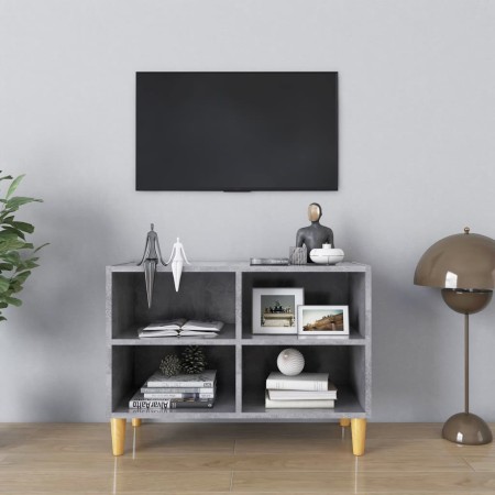 Mueble de TV patas de madera maciza gris hormigón 69,5x30x50 cm en Muebles TV | Comprar online en Foru.es