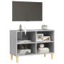Mueble de TV patas de madera maciza gris hormigón 69,5x30x50 cm en Muebles TV | Comprar online en Foru.es