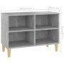 Mueble de TV patas de madera maciza gris hormigón 69,5x30x50 cm en Muebles TV | Comprar online en Foru.es