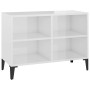 Mueble de TV con patas de metal blanco brillante 69,5x30x50 cm en Muebles TV | Comprar online en Foru.es