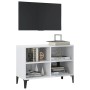 Mueble de TV con patas de metal blanco brillante 69,5x30x50 cm en Muebles TV | Comprar online en Foru.es