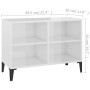 Mueble de TV con patas de metal blanco brillante 69,5x30x50 cm en Muebles TV | Comprar online en Foru.es