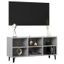 Mueble de TV con patas metal gris hormigón 103,5x30x50 cm en Muebles TV | Comprar online en Foru.es