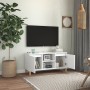 Mueble de TV con patas de madera maciza blanco 103,5x35x50 cm en Muebles TV | Comprar online en Foru.es