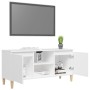 Mueble de TV con patas de madera maciza blanco 103,5x35x50 cm en Muebles TV | Comprar online en Foru.es