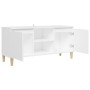 Mueble de TV con patas de madera maciza blanco 103,5x35x50 cm en Muebles TV | Comprar online en Foru.es