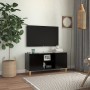 Mueble de TV con patas de madera maciza negro 103,5x35x50 cm en Muebles TV | Comprar online en Foru.es