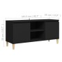 Mueble de TV con patas de madera maciza negro 103,5x35x50 cm en Muebles TV | Comprar online en Foru.es