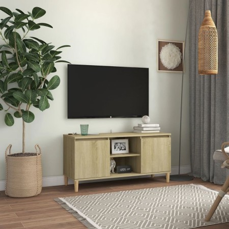Mueble de TV patas madera maciza roble Sonoma 103,5x35x50 cm en Muebles TV | Comprar online en Foru.es