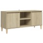 Mueble de TV patas madera maciza roble Sonoma 103,5x35x50 cm en Muebles TV | Comprar online en Foru.es